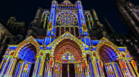 Chartres en lumière, Cathédrale de Chartres, Cathédrale portail Nord ©Ville de Chartres, Groupement Martino ©Spectaculaires, allumeurs d'images