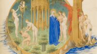 Exposition Tres Riches Heures du duc de Berry, Chateau de Chantilly, Paradis et annonciation, © RMN-Grand Palais Domaine de Chantilly Michel - 1